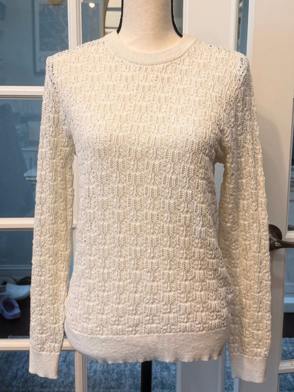 NWT Womens Long Sleeve Zara Sweater Size L Ivory Off White Cream Color